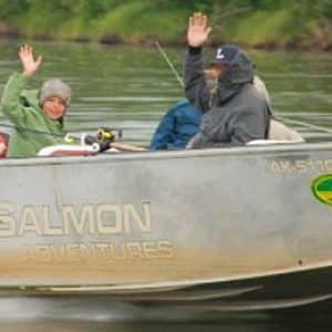 Customers on board on of Alaska King Salmon Adventures aluminum boats